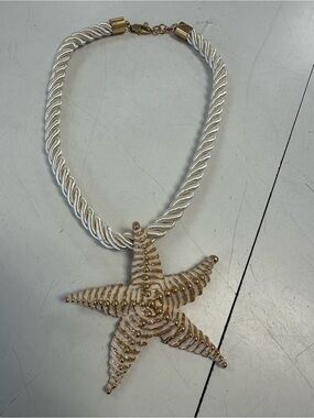 Zara White Rope Necklace with Gold-Accent Starfish Pendant
